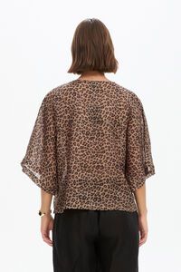 Tirelli Wide Sleeve Sheer Leopard Print Top 
