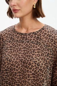 Tirelli Wide Sleeve Sheer Leopard Print Top 