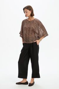 Tirelli Wide Sleeve Sheer Leopard Print Top 