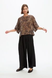 Tirelli Wide Sleeve Sheer Tiger Print Top 