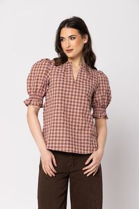 Seeking Lola Chestnut Check Butterfly Top