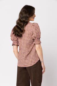 Seeking Lola Chestnut Check Butterfly Top