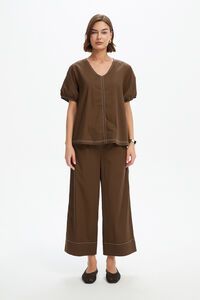 Tirelli Bishop Sleeve Contrast Top