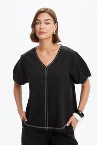Tirelli Bishop Sleeve Contrast Top