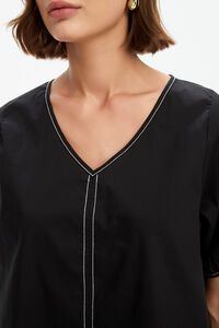 Tirelli Bishop Sleeve Contrast Top