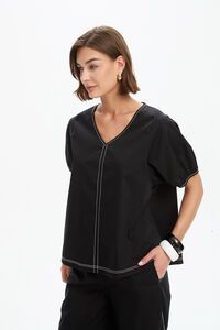 Tirelli Bishop Sleeve Contrast Top