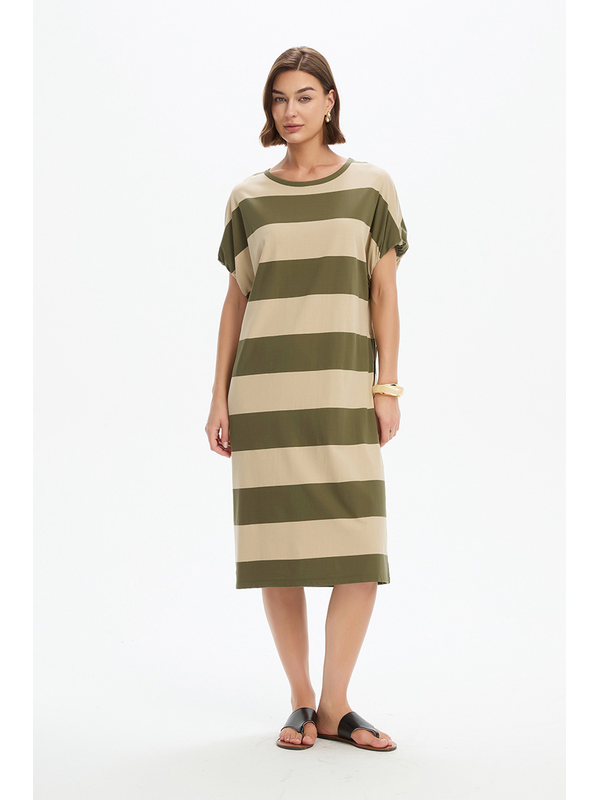 Tirelli Stripe Bubble Sleeve Dress