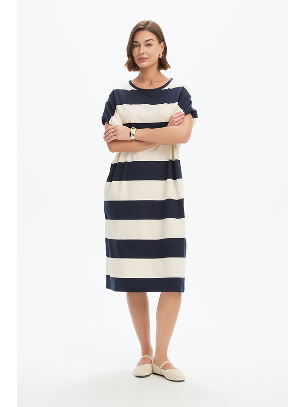 Tirelli Stripe Bubble Sleeve Dress