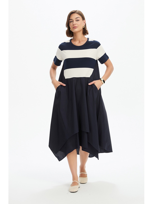 Tirelli Stripe Hanky Hem Combi Dress
