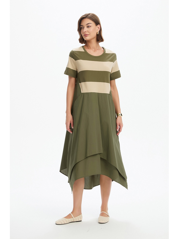Tirelli Stripe Hanky Hem Combi Dress