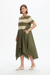 Tirelli Stripe Hanky Hem Combi Dress