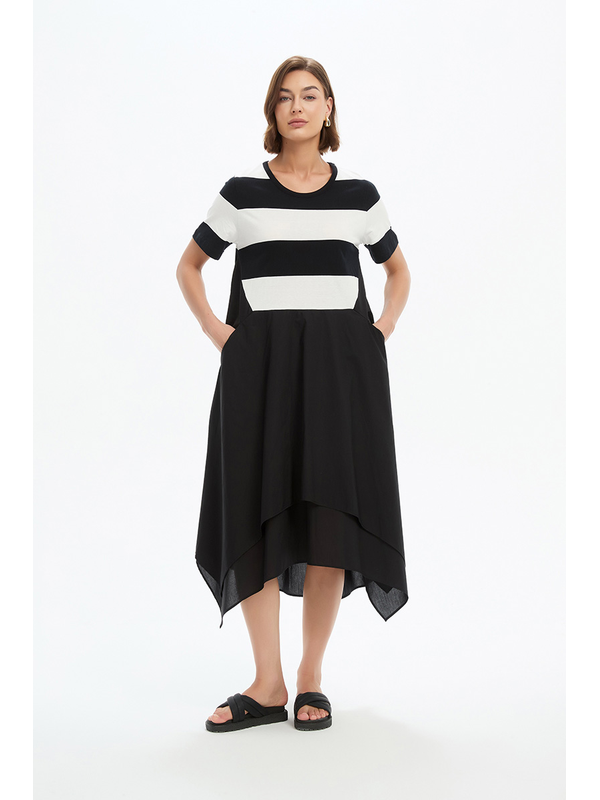 Tirelli Stripe Hanky Hem Combi Dress