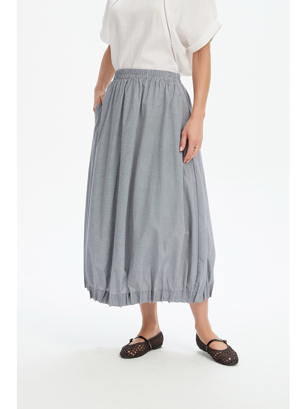 Tirelli Pintuck Hem Gingham Skirt