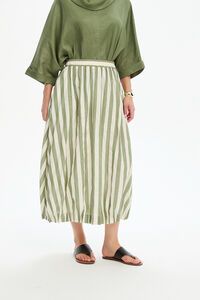 Tirelli Pintuck Hem Stripe Skirt
