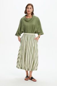 Tirelli Pintuck Hem Stripe Skirt