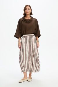 Tirelli Pintuck Hem Stripe Skirt