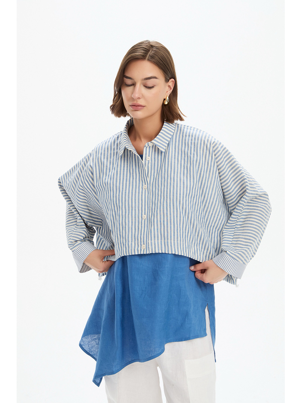Tirelli Wide Crop Stripe Overshirt