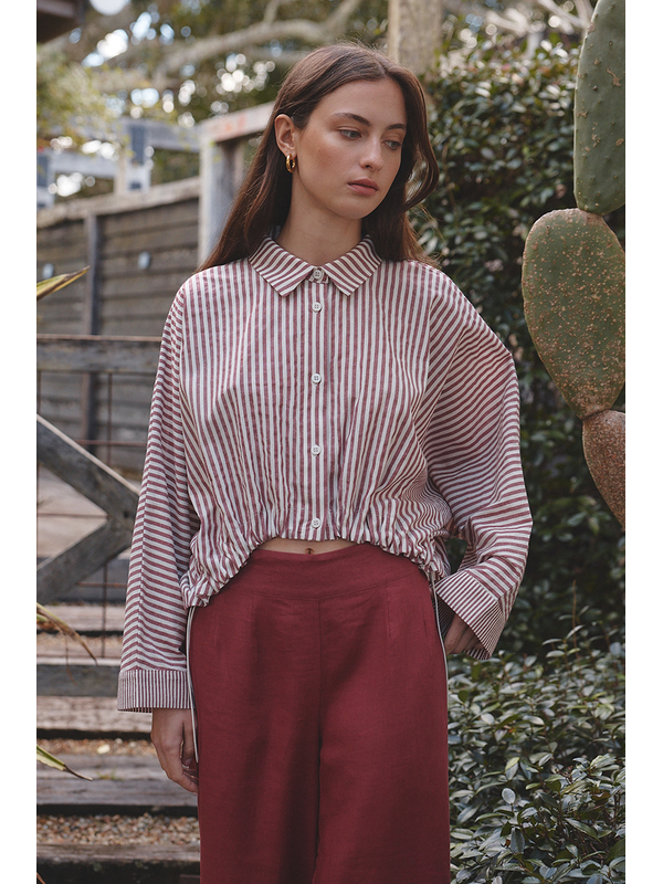 Tirelli Wide Crop Stripe Overshirt