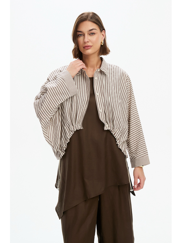 Tirelli Wide Crop Stripe Overshirt