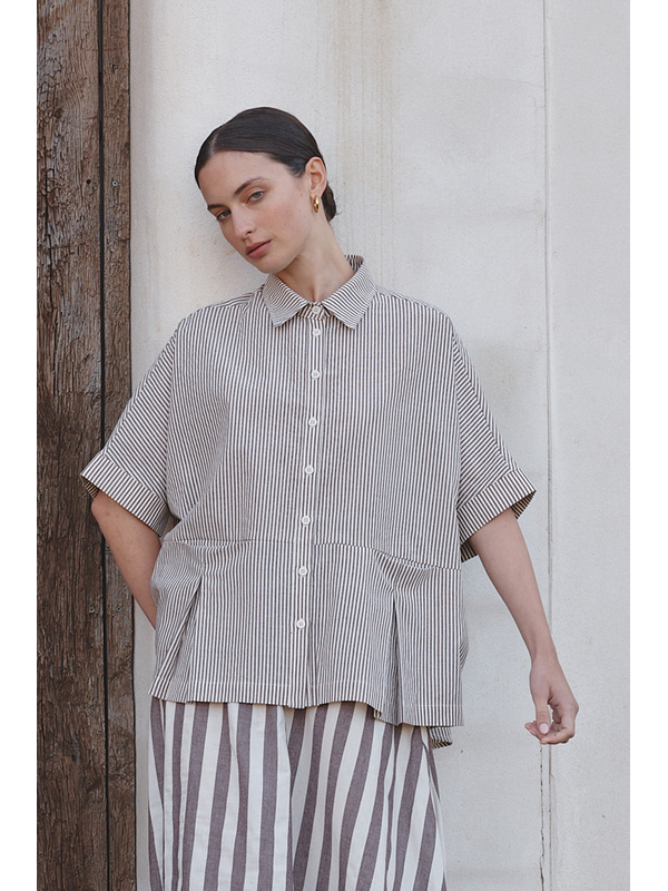 Tirelli Pleat Pocket Stripe Shirt