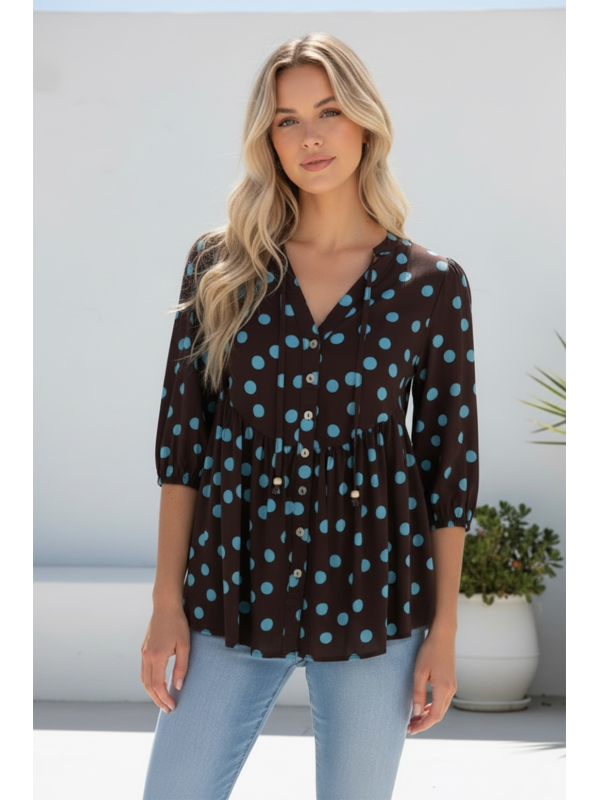 Miracle Polka Dot Button Blouse