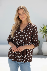 Miracle Polka Dot Button Blouse