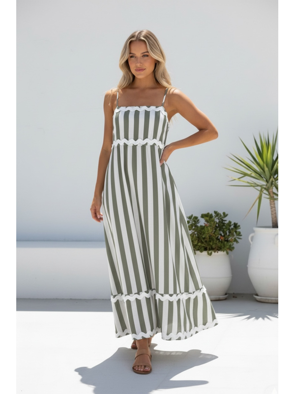 Miracle Shoestring Stripe Maxi Dress
