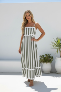 Miracle Shoestring Stripe Maxi Dress