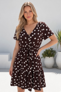 Miracle Polka Dot Drawstring Dress