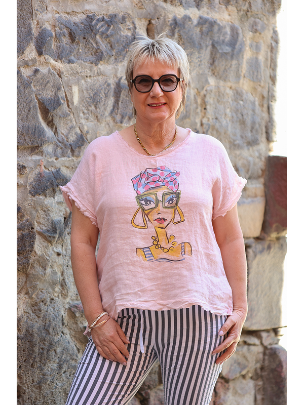 La Strada Linen V-Neck Top