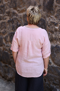 La Strada Linen Applique Star Metallic Top
