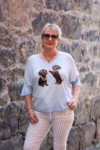 La Strada Playful Dog Artwork Top