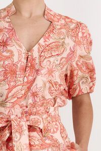 Adorne Jenette Linen Surat Print Top