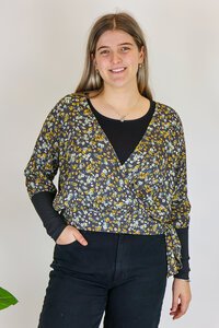 Foil Print Cross Over Top