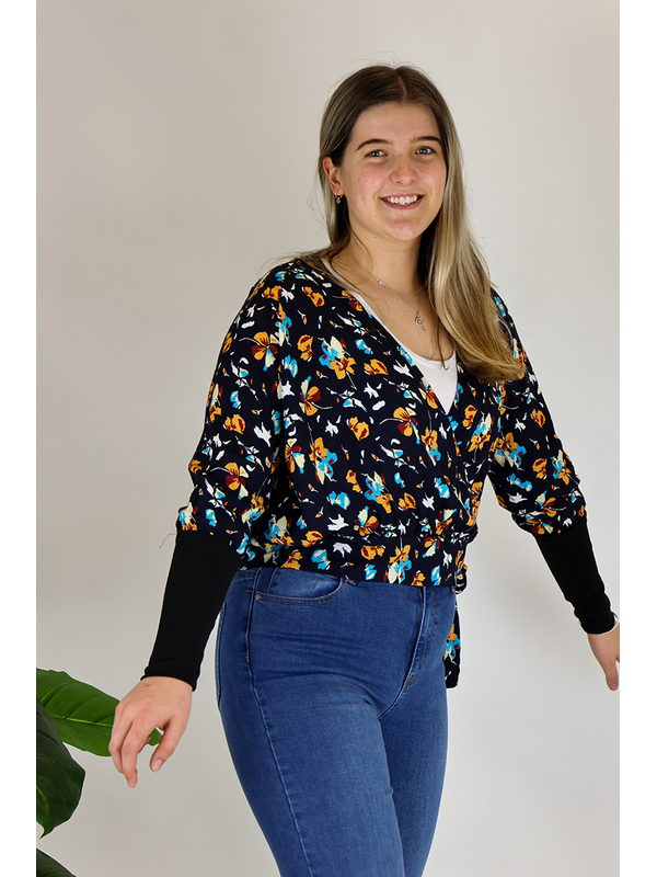 Foil Print Cross Over Top