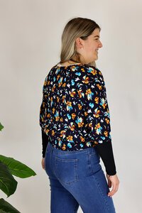 Foil Print Cross Over Top